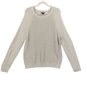 Banana Republic Mens XL Crew Neck Long Sleeve Waffle Knit Cotton Sweater Beige